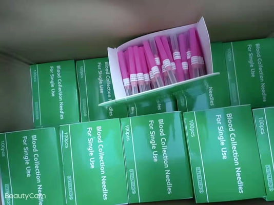 Sterylizowana różowo-zielono-niebieska jednorazowa igła do pobierania krwi 18g-23G