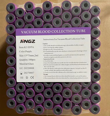 Lavender Cap Próżniowe pobieranie krwi K3 K2 EDTA Tube Szklane tworzywo sztuczne 0,5-10 ml