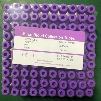 8 * 45 mm Mini zwykła rurka do pobierania krwi pediatrycznej do laboratorium