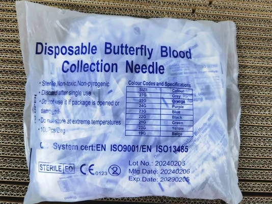 Jednoskrzydłowa Igła Motyla Igła do zbierania krwi 21G 22G 23G 24G 25G Z znakiem Ce
